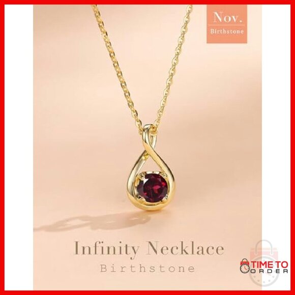 925 Sterling Silver Garnet Infinity Love Knot Pendant Necklace Sterling Silver Infinity Pendant Necklace with Garnet Birthstone